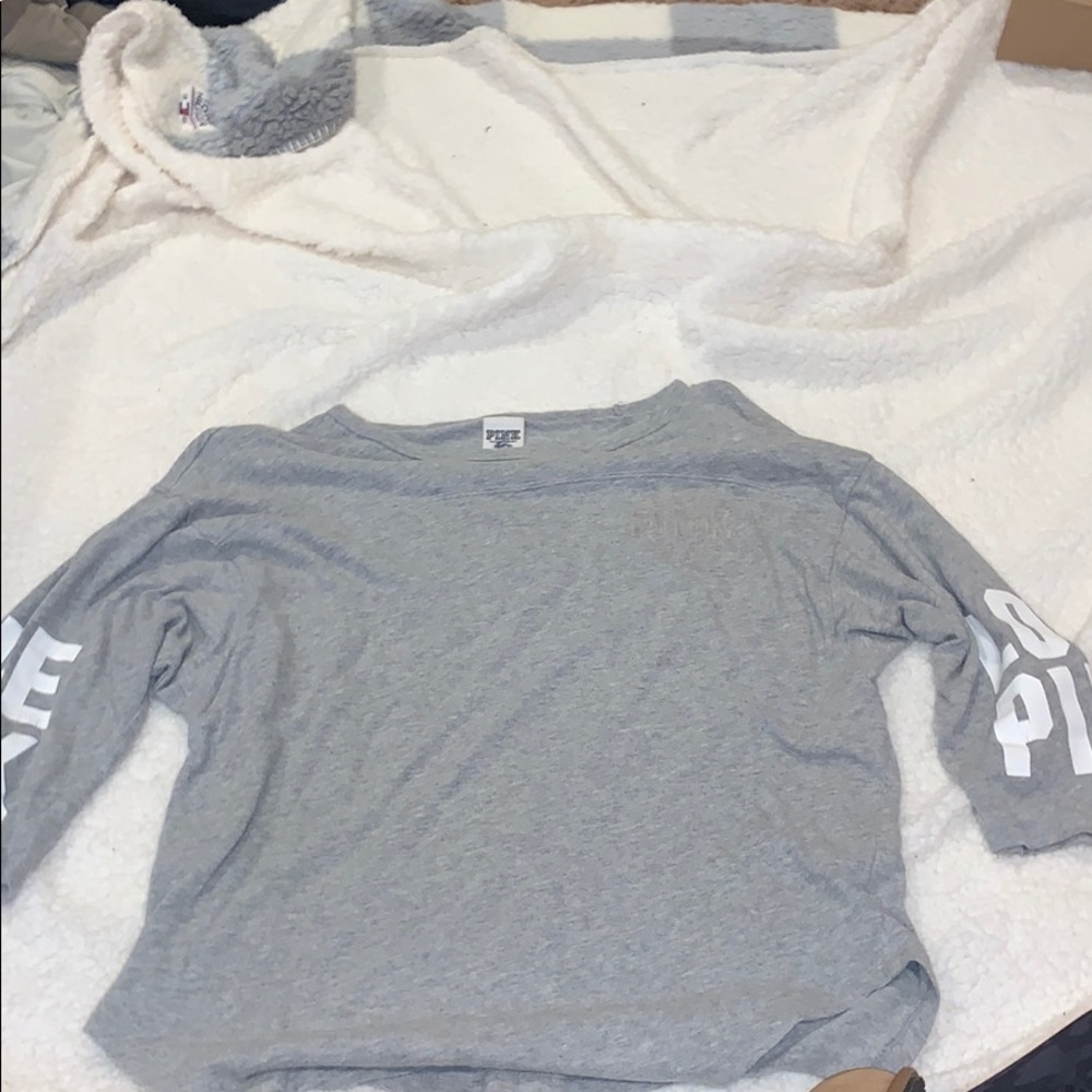 have cut long sleeve pink shirt
